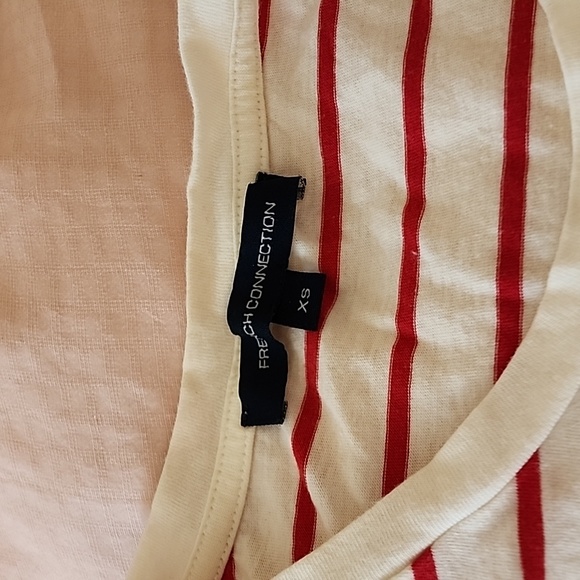 French Connection Heart Striped T Shirt Xs - Picture 2 of 3